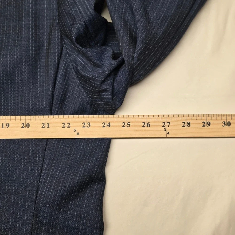 Vittello Super 140s Navy Pinstripe Sport Coat Blazer 46R Peak Lapel 2 Button